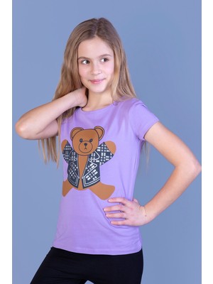 Toontoy Kids Toontoy Kız Çocuk Ayıcık Baskılı Tişört