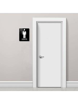 Decorita 2'li Set Siyah Ladies - Gents | Cam Wc Yönlendirme Levhası | 14,8cm x 21cm