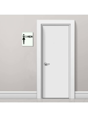 Decorita 2'li Set Beyaz Women - Men | Cam Wc Yönlendirme Levhası | 14,8cm x 21cm