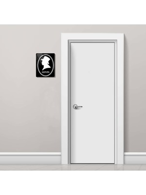 Decorita 2'li Set Siyah Retro Ladies - Gents | Cam Wc Yönlendirme Levhası | 14,8cm x 21cm