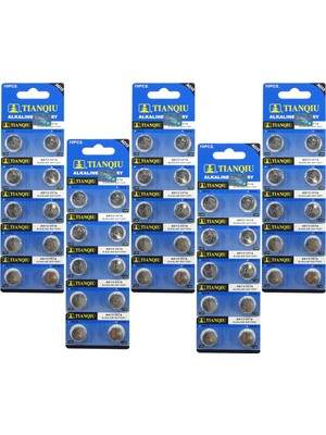 Tianqiu AG13 LR44H 357A A76 SR44SW 1.5 V 50'li 5 Kart Alkalin Pil