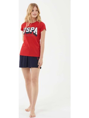 U.S. Polo Assn. Kadın Kırmızı T-Shirt Şort Takım