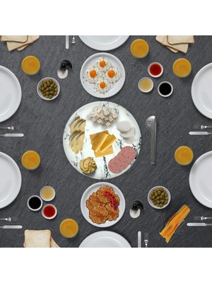 Decorita Cam Sunum Standı Beyaz Mermer Görünümlü  Çap32cm