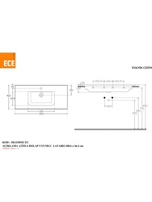 Ece Banyo Linea 101 cm Lavabo