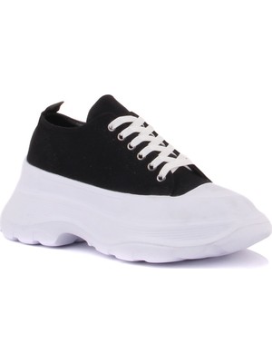 Sail Laker's Siyah Renk Yüksek Tabanlı Bağcıklı Kadın Sneaker