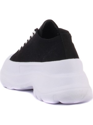 Sail Laker's Siyah Renk Yüksek Tabanlı Bağcıklı Kadın Sneaker