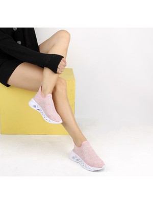 Sail Laker's Moxee - Pembe Renk Bağcıksız Taşlı Kadın Sneaker