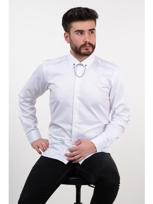 Apartro Yaka Zincirli Slimfit Gömlek