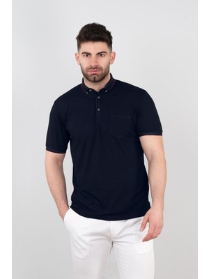 Brng Cepli Petek Desen Likralı Erkek Polo Yaka T-Shirt