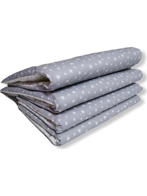 Bebek Özel Bebek Beşik Kenar Koruma 70X130 Gri Yıldızlı
