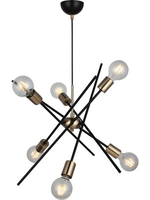 Lucea Opa 6 Lı  Antik Lak-Siyah Avize 6XE27