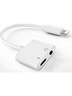 Mobitell Lightning 2 In 1 Şarj ve Kulaklık Dönüştürücü 3.5mm Jack Beyaz