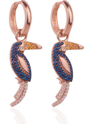 Diversity Jewelry Kadın Gümüş Mavi Taşlı Papağan Küpe
