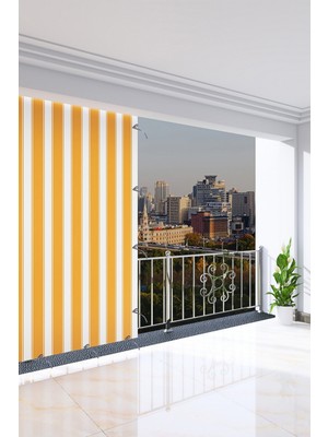 AL-CA Home 600 x 190 cm Sarı Renkli Balkon Perdesi