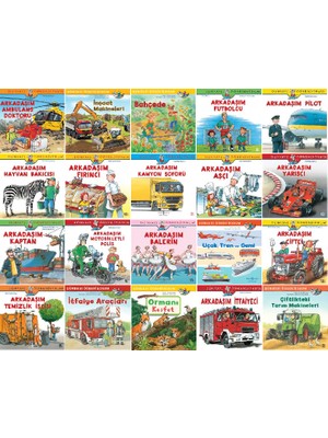 Dünyayı Öğreniyorum Serisi 20 Kitap Set - Arkadaşım Ambulans Doktoru - Inşaat Makineleri - Futbolcu - Pilot - Fırıncı - Kamyon Şoförü - Aşçı - Yarışçı - Kaptan - Balerin - Çiftçi - Temizlik Işçisi