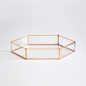El Crea Designs Bakır Rose Gold Cam Nişan Tepsisi 29X20X5CM