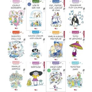 Sevim Ak 12 Kitap Set - Çilekli Dondurma - Gökte Biri Var - Puf, Pufpuf - Penguenler Flüt Çalamaz - Domates Saçlı Kız - Babamın Gözleri Kedi Gözleri - Vanilya Kokulu Mektuplar - Sakız Kızın Günleri