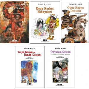 Bilgin Adalı 5 Kitap Destan Seti - Gılgamış Destanı - Dede Korkut Hikayeleri - Oğuz Kağan Destanı - Troya Savaşı ve Ilyada Destanı - Odysseia Destanı