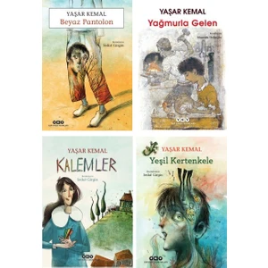 Yaşar Kemal Çocuk Kitapları 4 Kitap Set - Beyaz Pantolon - Yağmurla Gelen - Kalemler - Yeşil Kertenkele