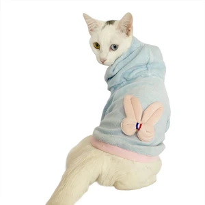Blue Pink Bunny Sweatshirt Kedi Süeteri Kedi Kıyafeti
