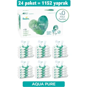Islak Havlu Mendil Aqua Pure 48 Yaprak 24 Lü Set Organik Pamuklu