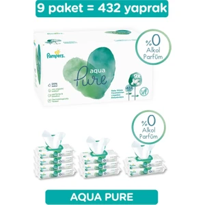 Islak Havlu Mendil Aqua Pure 48 Yaprak 9 Lu Set Organik Pamuklu