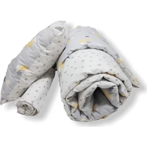 Bebek Özel %100 Pamuk Bebek/çocuk Yastık Çarşaf Yorgan Seti Gri Ay Yıldızlı 70 x 110 cm