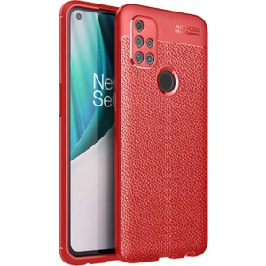 Case World One Plus Nord N10 5g Kılıf Darbe Korumalı Deri Görünümlü Silikon Arka Kapak - Kırmızı