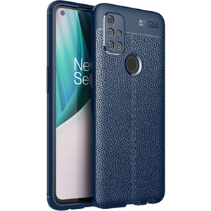Case World One Plus Nord N10 5g Kılıf Darbe Korumalı Deri Görünümlü Silikon Arka Kapak - Lacivert