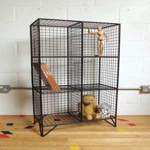 Wess Dizayn Metal Rustik Vitrin 6 Gözlü Ayaklı Kitaplık Rafı WD-211