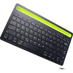 Siyah Bluetooth Ultra Ince+şarjlı Mac/win/android/ıos Uyumlu Tablet Standlı Kablosuz Klavye