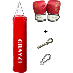 Büyük Boy Dolu Boks Kum Torbası 120cm x 35cm + Boks Eldiven Seti + Askı Aparatı