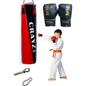 Çocuk  Dolu Boks Kum Torbası 70cm x 25cm + Çocuk Boks Eldiven Seti + Askı Aparatı