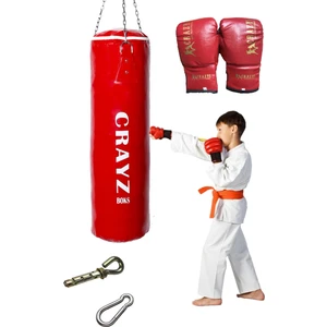 Çocuk  Dolu Boks Kum Torbası 70cm x 25cm + Çocuk Boks Eldiven Seti + Askı Aparatı