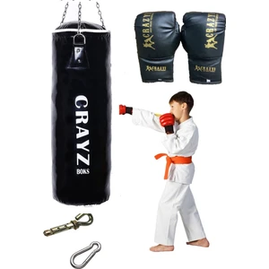 Çocuk  Dolu Boks Kum Torbası 70cm x 25cm + Çocuk Boks Eldiven Seti + Askı Aparatı