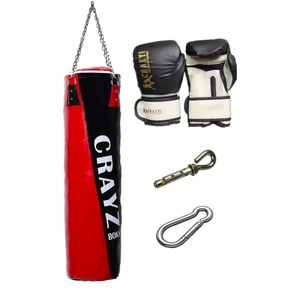 Orta Boy Dolu Boks Kum Torbası 100cm x 30cm + Boks Eldiven Seti + Askı Aparatı
