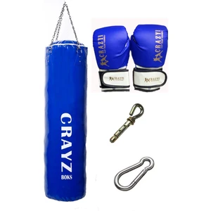 Orta Boy Dolu Boks Kum Torbası 100cm x 30cm + Boks Eldiven Seti + Askı Aparatı