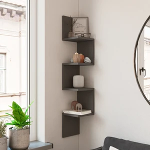 Shelf R9 Köşe Duvar Rafı Modern Kitaplık Antrasit