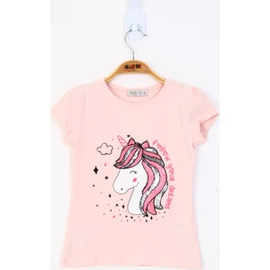 Toontoy Kız Çocuk Unicorn Baskılı Pul Işlemeli Tişört