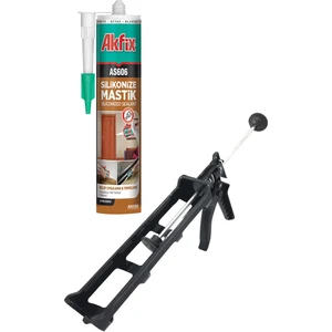 AS606 Silikonize Mastik Beyaz 500GR. + Silikon Tabancası