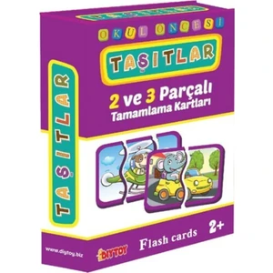 Star Global Eğitici Öğretici 2 ve 3 Parçalı Puzzle Taşıtları Tamamlama ve Tanıma Öğrenme Kartları