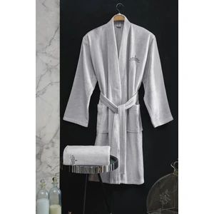 Rise Gri Pamuk Ekstra Yumuşak L - XL Erkek Kimono & Bornoz Seti