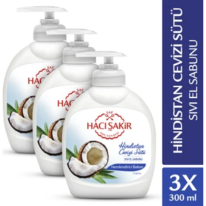 Hacı Şakir Hindistan Cevizi Sütü Nemlendirici Bakım Sıvı El Sabunu 3 x 300 ml