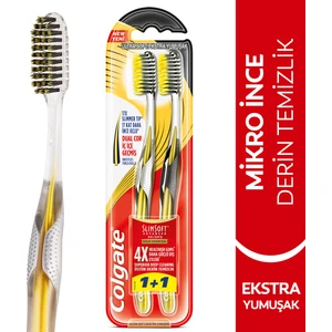 Mikro İnce Gelişmiş Gold Charcoal Derin Temizlik Ekstra Yumuşak Diş Fırçası 1+1