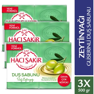 Hacı Şakir Zeytinyağı Gliserinli Saf Zeytinyağı Duş Sabunu 4x125 gr x 3 Adet