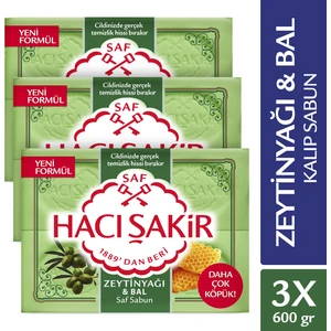 Hacı Şakir Zeytinyağı & Bal Saf Kalıp Sabun 4x150 gr x 3 Adet
