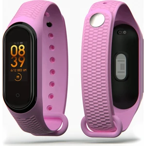Balık Sırtı  Mi Band  3/4 Uyumlu Silikon Kordon Açık Pembe
