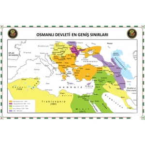 Tutunabilir Kağıt Osmanlı Devleti Haritası En Geniş Sınırları Kağıt Tahta 70X105 cm