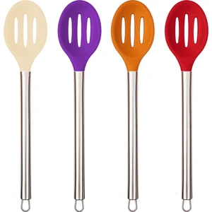 Çelik Saplı Silikon Delikli Kaşık 34CM