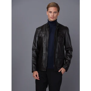 Basics & More Erkek Deri Ceket - Safari